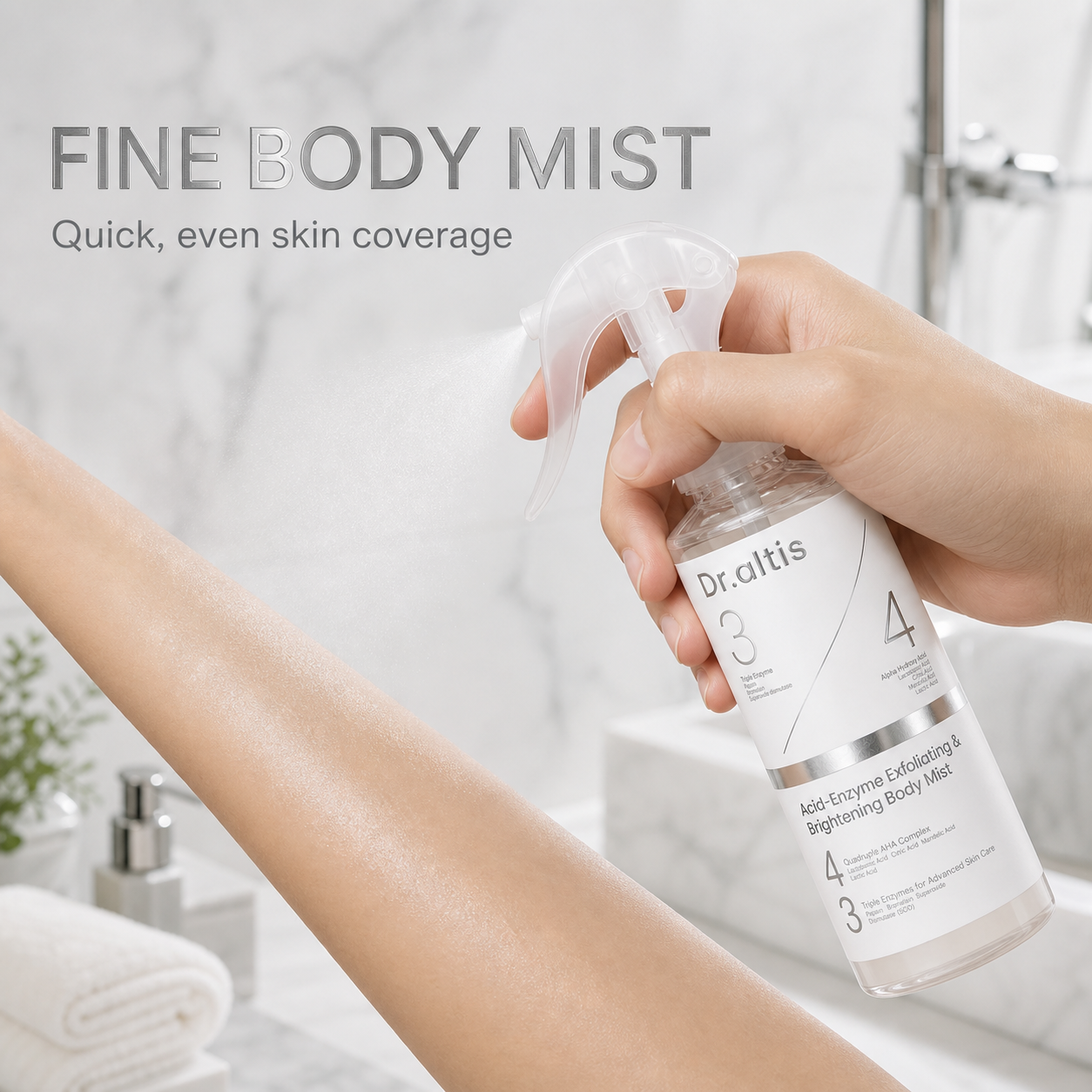 Fine body mist application